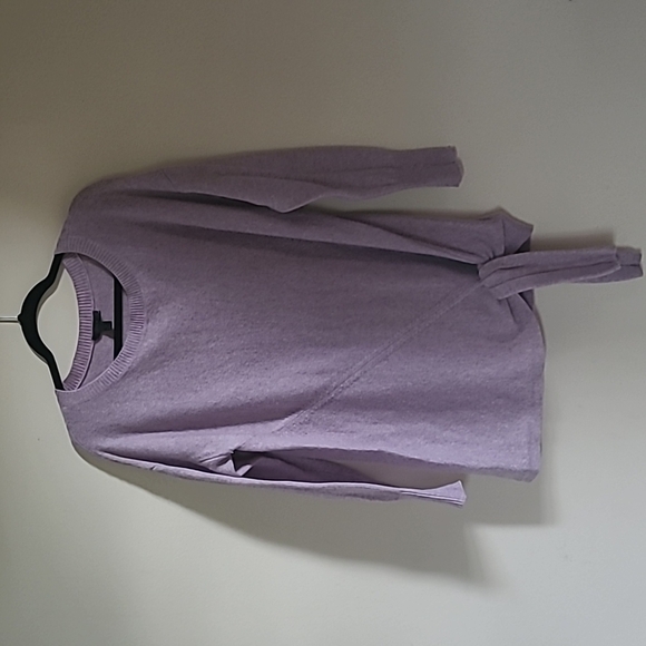 J. Crew Tie-Waist Boatneck Sweater Black Wool Blend Iight purple Size Medium - Picture 5 of 13